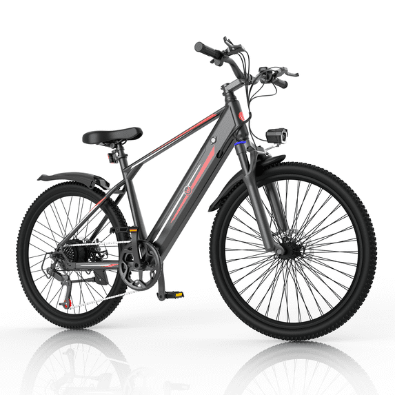 LoonFat 26" Electric Bike for Adult, Peak 750W Electric Mountain Bike with Removable Battery 36V 10.4Ah, 40 Miles Range(PAS), 20MPH, 7-Speed, Full Suspension, UL2849