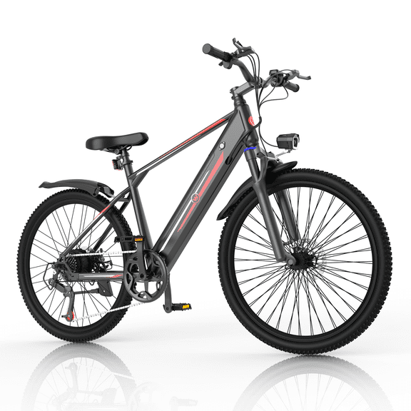 LoonFat 26" Electric Bike for Adult, Peak 750W Electric Mountain Bike with Removable Battery 36V 10.4Ah, 40 Miles Range(PAS), 20MPH, 7-Speed, Full Suspension, UL2849