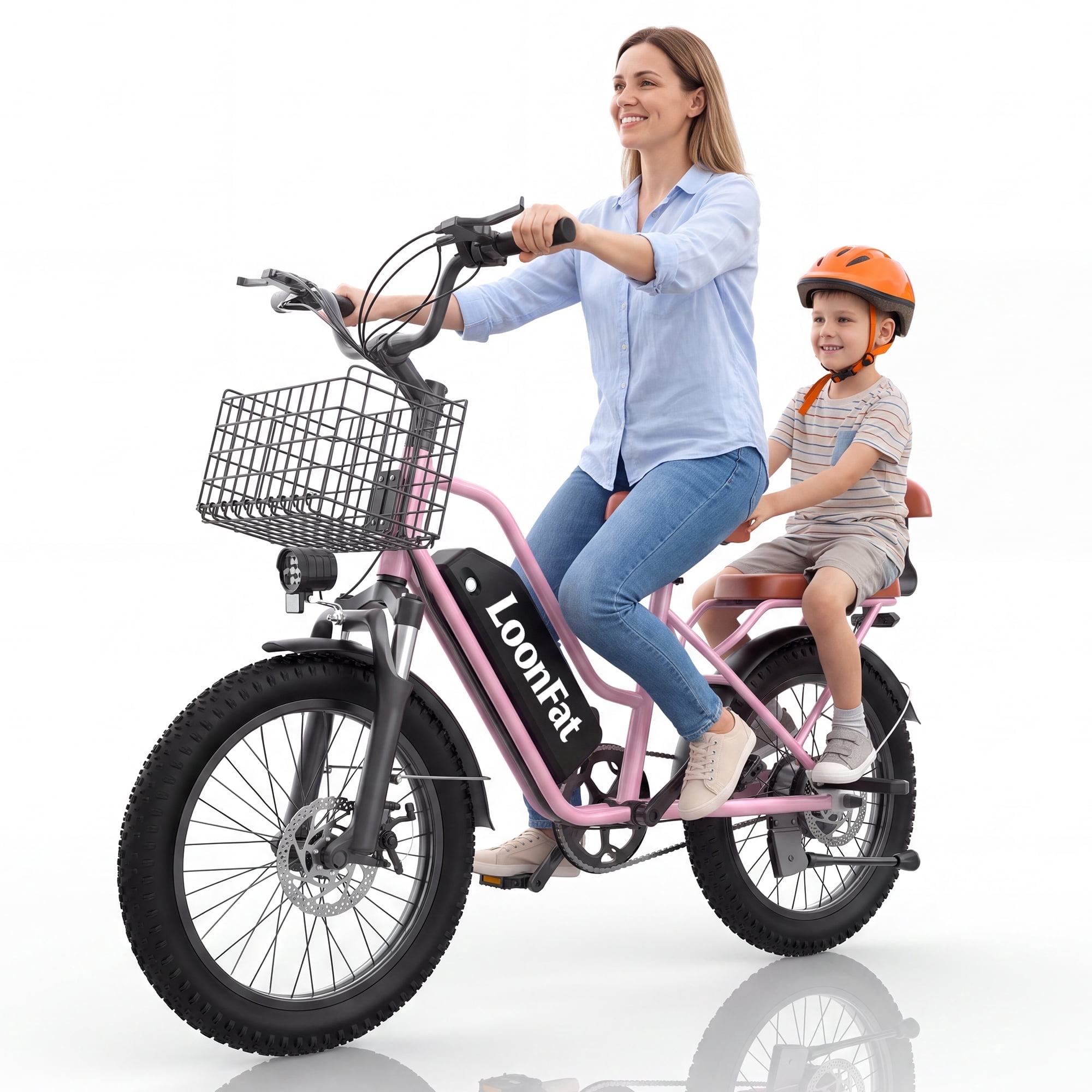 LoonFat Electric Bike for Women Men, 48V 15.6AH Adult Ebike, 30-70 Miles Range, Peak 750W Motor 20MPH, 20" Fat Tire Electric Commuter Bike