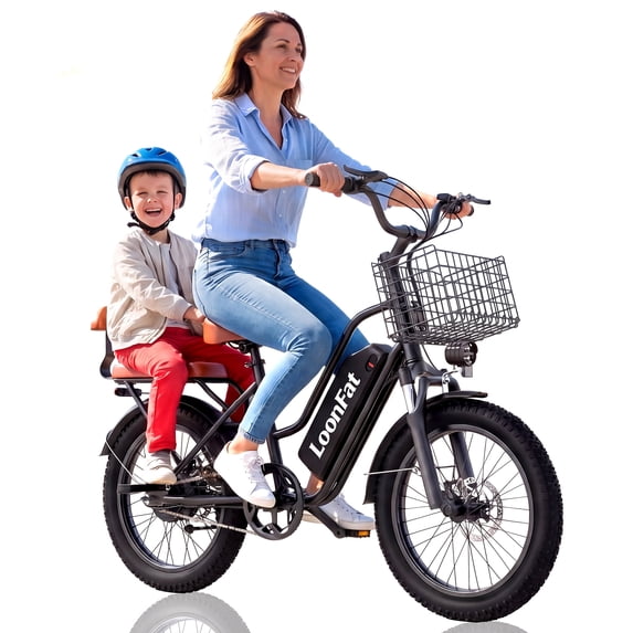 LoonFat Electric Bike for Women Men, 48V 15.6AH Adult Ebike, 30-70 Miles Range, Peak 750W Motor 20MPH, 20" Fat Tire Electric Commuter Bike