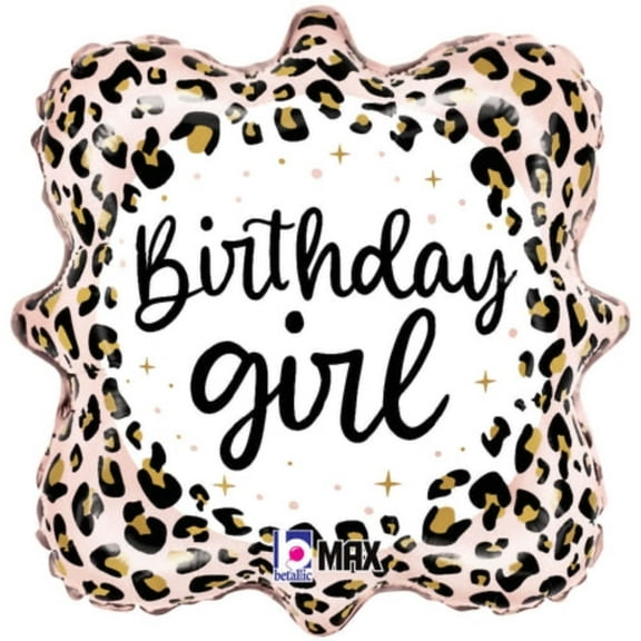 Loonballoon 18 inch SATIN LEOPARD BIRTHDAY GIRL (2 pcs)