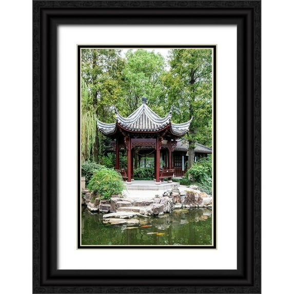 Looney, Hollice 11x14 Black Ornate Wood Framed with Double Matting Museum Art Print Titled - Asia-China-Zhujiajiao (Venice of the East)