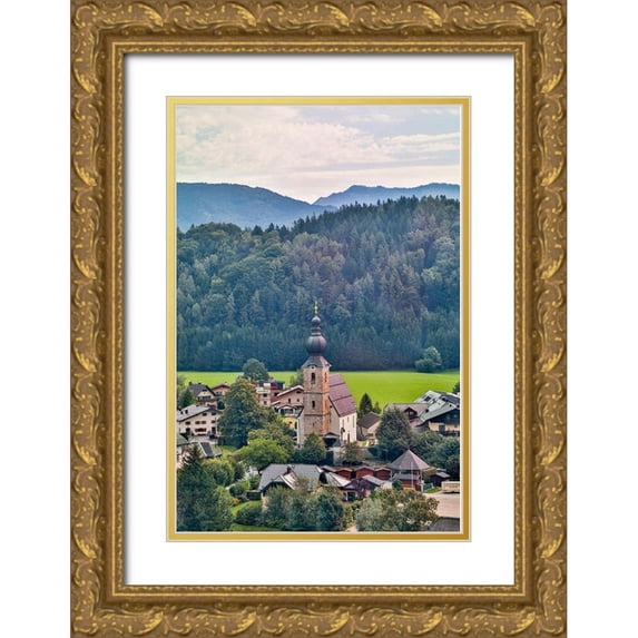 Looney, Hollice 13x18 Gold Ornate Wood Framed with Double Matting Museum Art Print Titled - Austria-Salzburg-Grodig-Mountains and View Around Salzburg