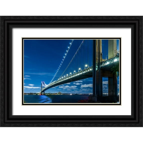 Looney, Hollice 14x11 Black Ornate Wood Framed with Double Matting Museum Art Print Titled - USA-New York The Verrazzano-Narrows Bridge