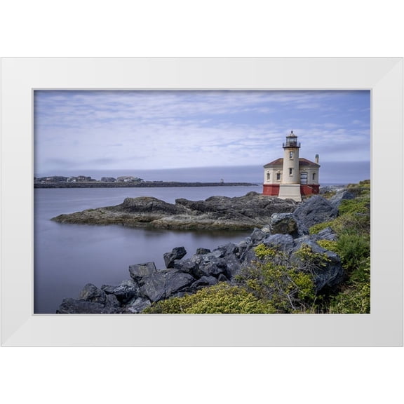 Looney, Hollice 14x11 White Modern Wood Framed Museum Art Print Titled - Usa-Oregon-Bandon Coquille River Lighthouse