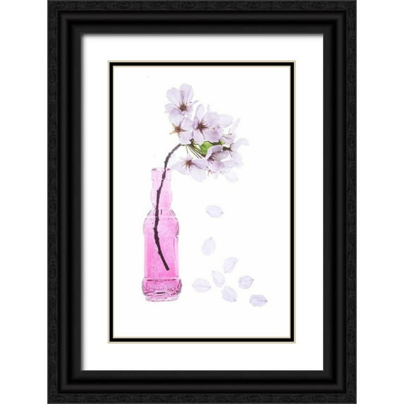Looney, Hollice 17x24 Black Ornate Wood Framed with Double Matting Museum Art Print Titled - Maryland-Bethesda Pink vase with cherry blossoms