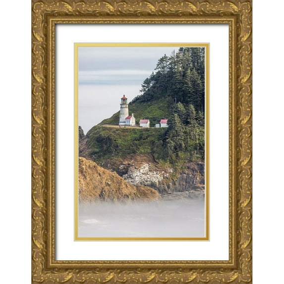 Looney, Hollice 17x24 Gold Ornate Wood Framed with Double Matting Museum Art Print Titled - Usa-Oregon-Florence Heceta Head Lighthouse