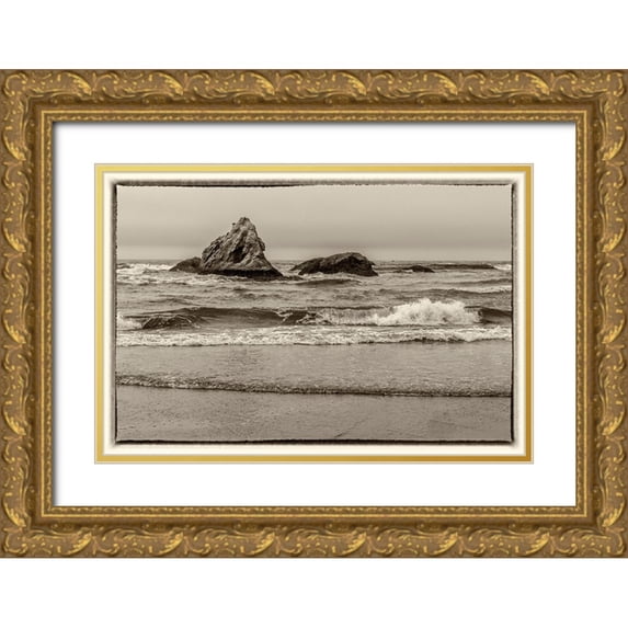 Looney, Hollice 18x13 Gold Ornate Wood Framed with Double Matting Museum Art Print Titled - Usa-Oregon-Bandon Bandon Beach