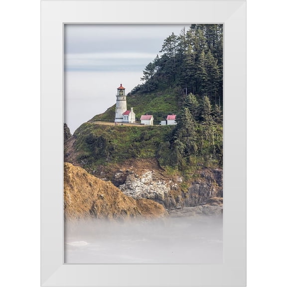 Looney, Hollice 23x32 White Modern Wood Framed Museum Art Print Titled - Usa-Oregon-Florence Heceta Head Lighthouse