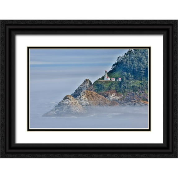 Looney, Hollice 24x17 Black Ornate Wood Framed with Double Matting Museum Art Print Titled - Usa-Oregon-Florence Heceta Head Lighthouse