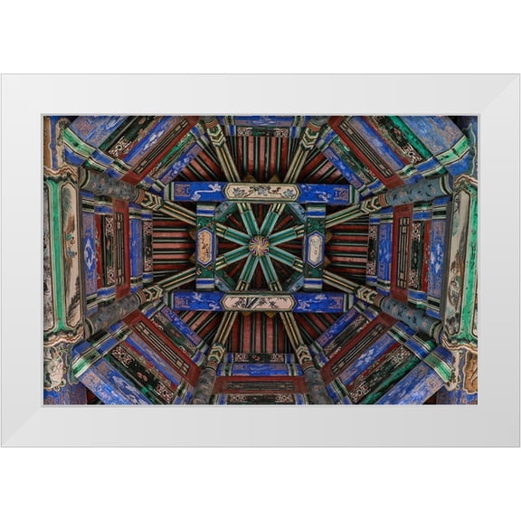 Looney, Hollice 32x23 White Modern Wood Framed Museum Art Print Titled - Asia-China-Beijing-Ceiling Detail at the Summer Palace of Empress Cixi