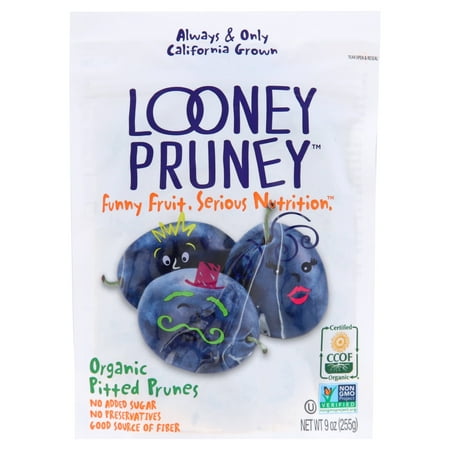 Looney Pruney Organic Pitted Dried Prunes 6-Pack (9oz Bags) for the Entire Family, Always California Grown, Kosher, No Added Sugar & No Preservatives