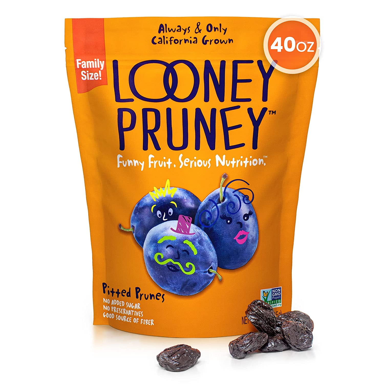 Looney Pruney Pitted Dried Prunes 40oz Bag, Always CaliforniaGrown