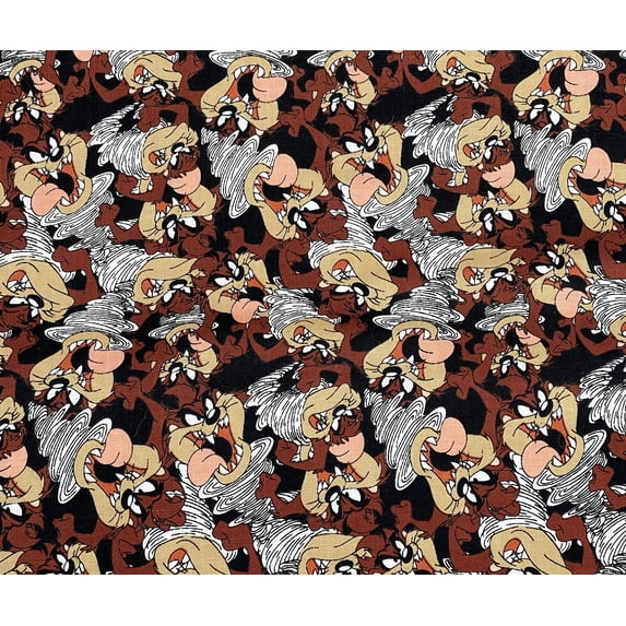 Looney Toons Tasmanian Devil All Over Fabric By the Half Yard