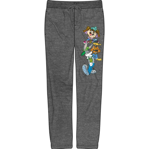 Looney Tunes 90s Hip Hop Character Group Mens Grey Sleep Pajama Pants - XXL