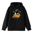 thumbnail image 1 of Looney Tunes Angry Daffy Duck Youth Black Graphic Hoodie-Small, 1 of 4