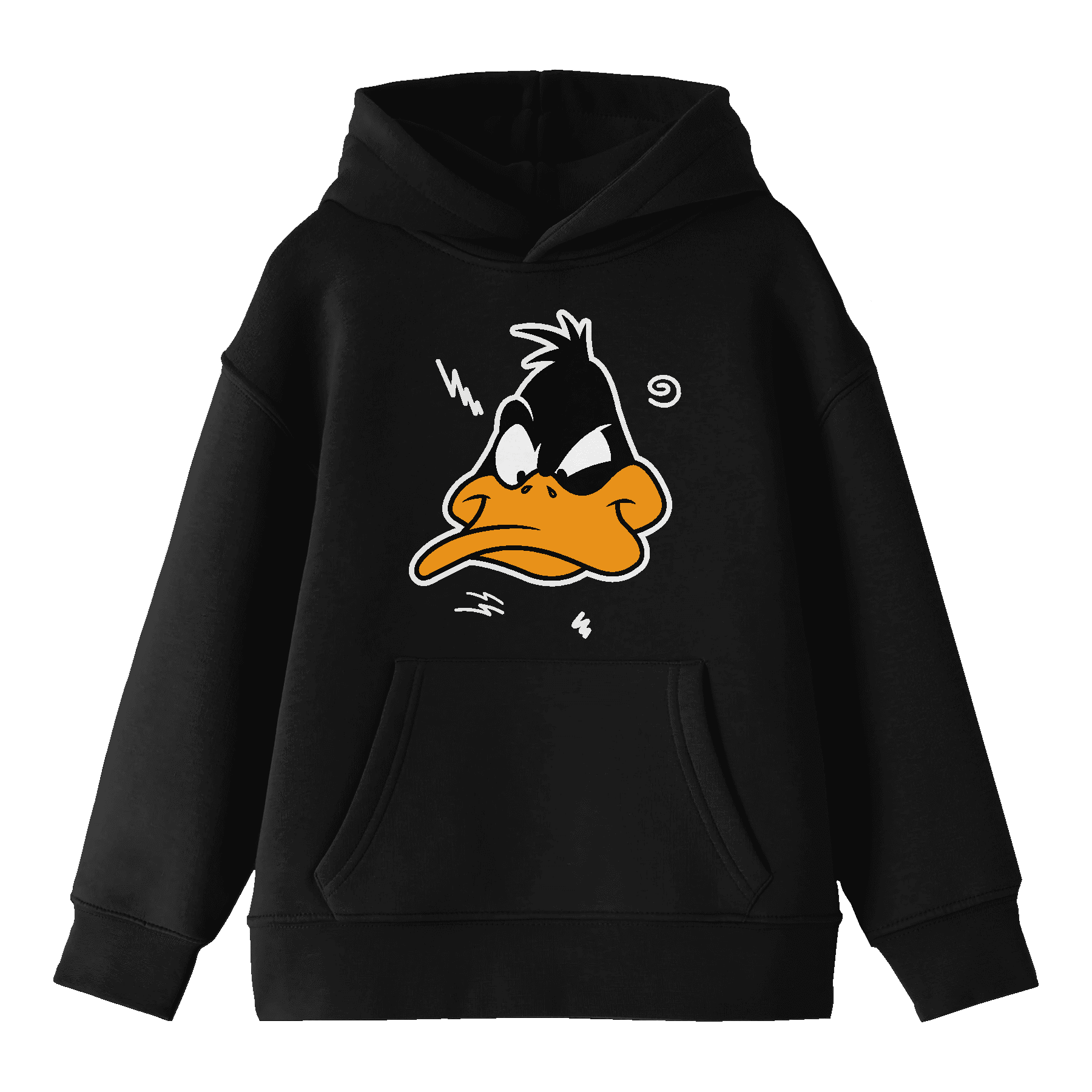 Tunes Daffy Hoodie-Medium Looney Black Graphic Angry Duck Youth