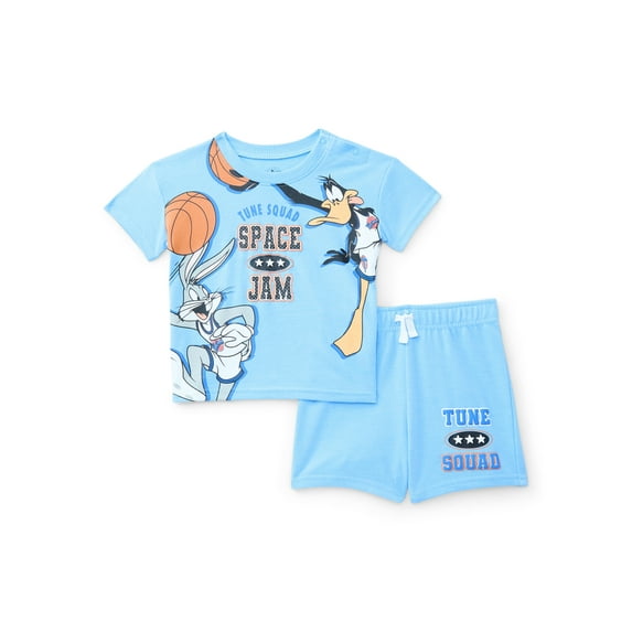 Looney Tunes Baby Boys Short Sleeve Graphic Tee and Shorts Set, 2-Piece, Sizes 0/3M-24M