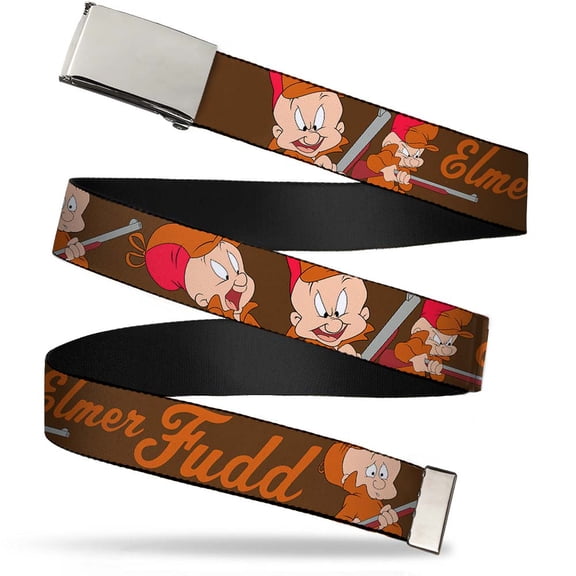 Adjustable Belt, Clamp Buckle, Cut-to-Fit, Elmer Fudd Poses Browns
