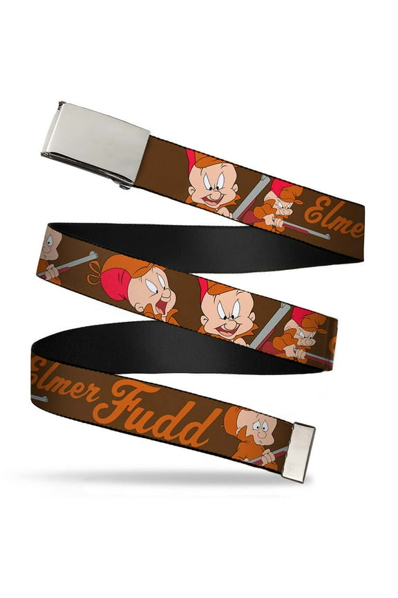Adjustable Belt, Clamp Buckle, Cut-to-Fit, Elmer Fudd Poses Browns