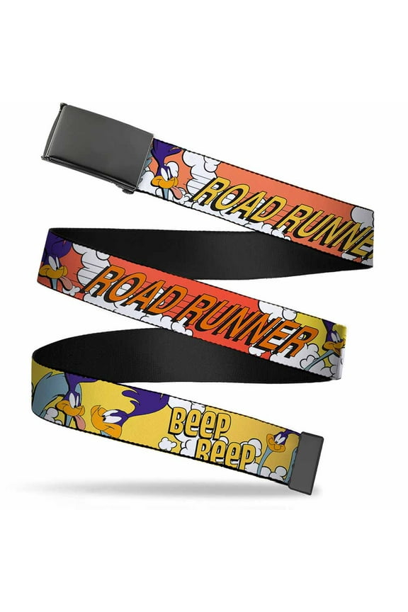 Adjustable Belt, Clamp Buckle, Cut-to-Fit, Road Runner Road Runner Poses Orange