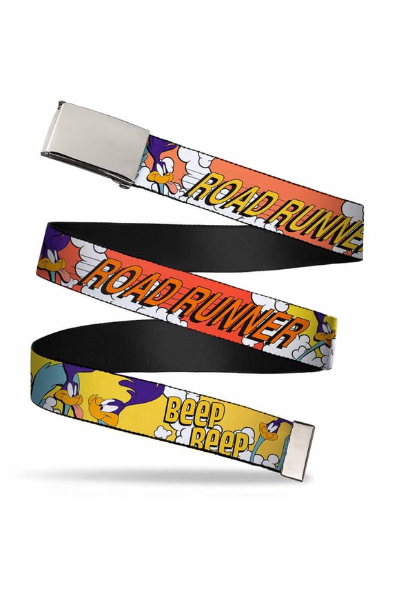 Adjustable Belt, Clamp Buckle, Cut-to-Fit, Road Runner Road Runner Poses Orange