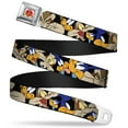 thumbnail image 1 of Looney Tunes Belt, Seatbelt Buckle Belt, Road Runner Wile E Coyote Expressions Stacked Black, 24 to 38 Inches, 1 of 7