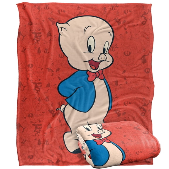 Looney Tunes Blanket, 50'x60', Porky Pig Character Silky Touch Super Soft Throw