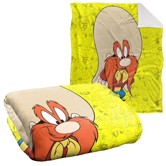 Looney Tunes Blanket, 50"x60", Yosemite Sam Character Sherpa Back Super Soft Throw