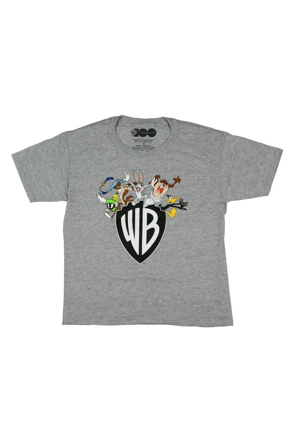 Looney Tunes Boy's Toons in Action Warner Bros Shield Logo Kids T-Shirt