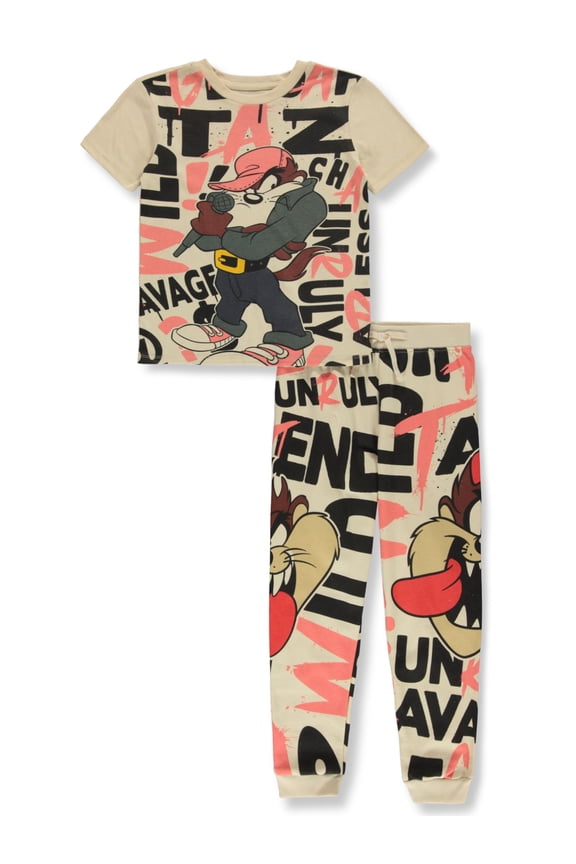 Boys' 2-Piece Taz Joggers Set Outfit Color: olive Size: 6 - 7