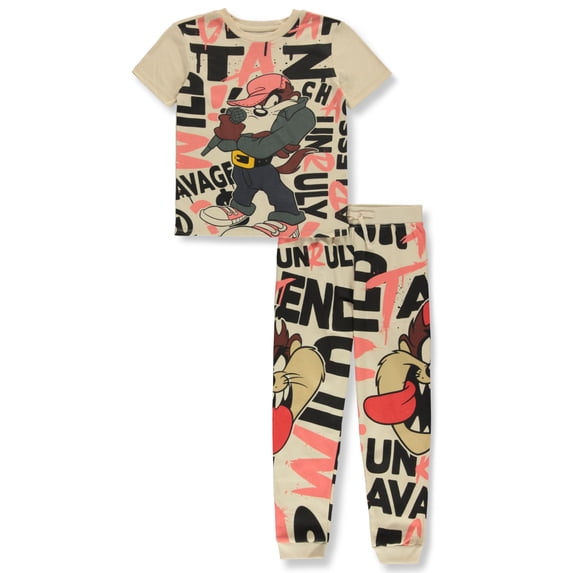 Looney Tunes Boys' 2-Piece Taz Joggers Set Outfit Color: olive Size: 8