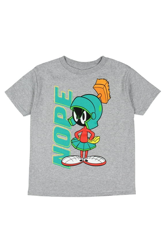 Looney Tunes Boys' Marvin the Martian Character NOPE T-Shirt Top Crewneck
