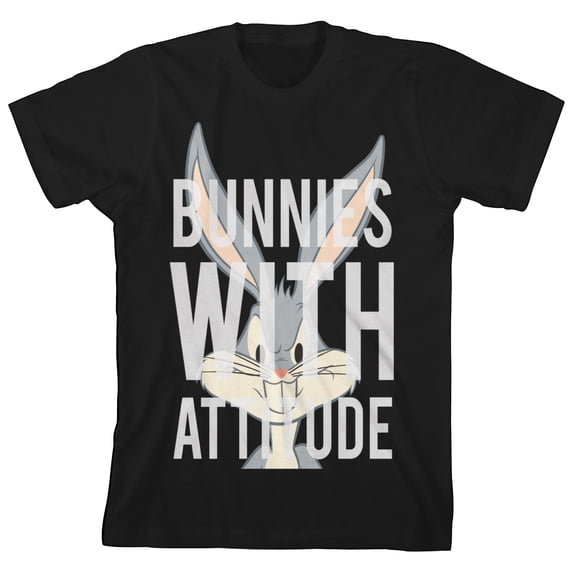 Looney Tunes Bugs Bunnies With Attitude Crew Neck Short Sleeve Toddler Boy's Black T-shirt-2T
