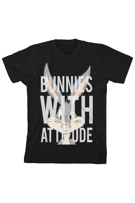 Looney Tunes Bugs Bunnies With Attitude Crew Neck Short Sleeve Toddler Boy's Black T-shirt-3T