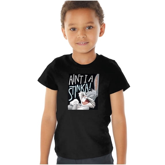 Looney Tunes Bugs Bunny Ain'T I A Stinka! Kids T Shirt (3) for Youth Toddler Boys and Girls, Black