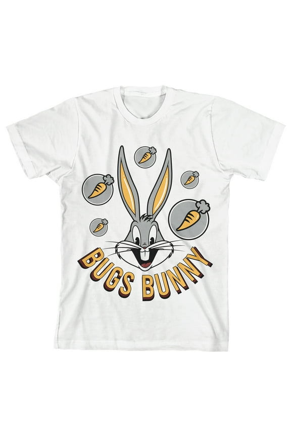 Looney Tunes Bugs Bunny And Carrots Toddler Boy's White T-shirt-2T