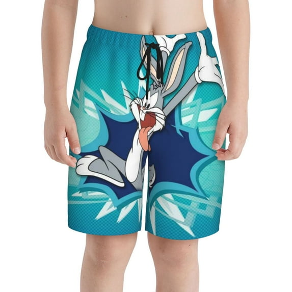 Looney Tunes Bugs Bunny Boy'S Swim Trunks Quick Dry Board Shorts Kids Beach Swim Shorts Bathing Suits Swimsuit