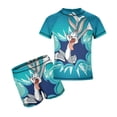thumbnail image 1 of Looney Tunes Bugs Bunny Boys 2-Piece Swimsuit Set, Short Sleeve Rash Guard & Swim Trunks, 1 of 7