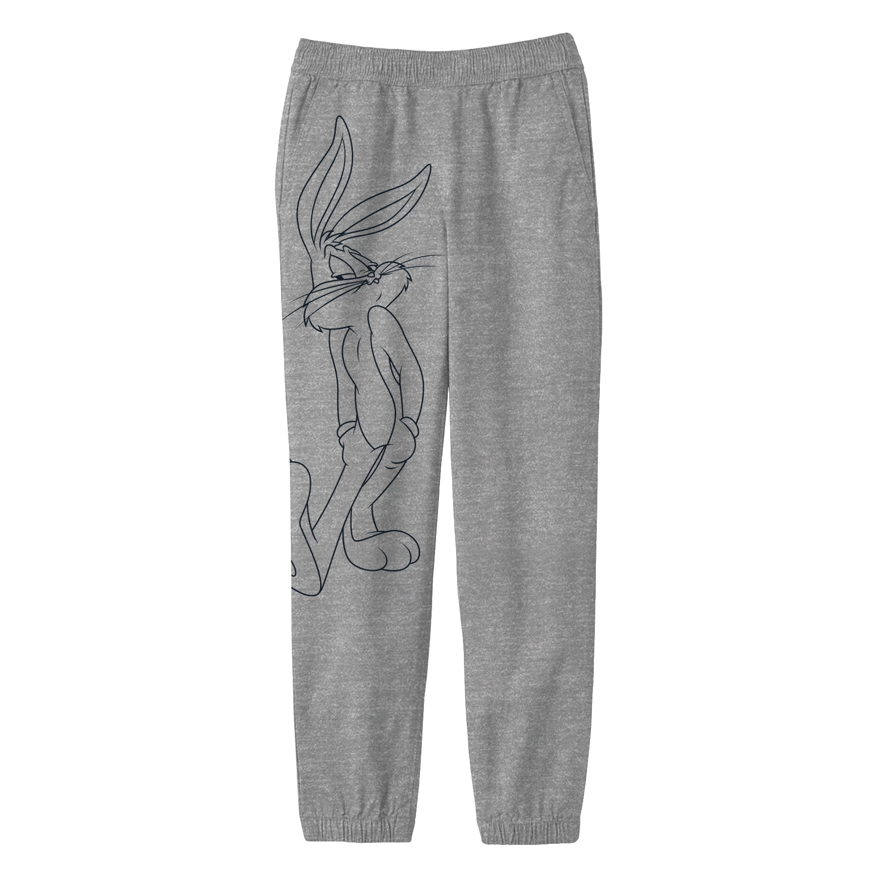 Looney Tunes Bugs Bunny Character Youth Athletic Gray Jogger Pants Medium