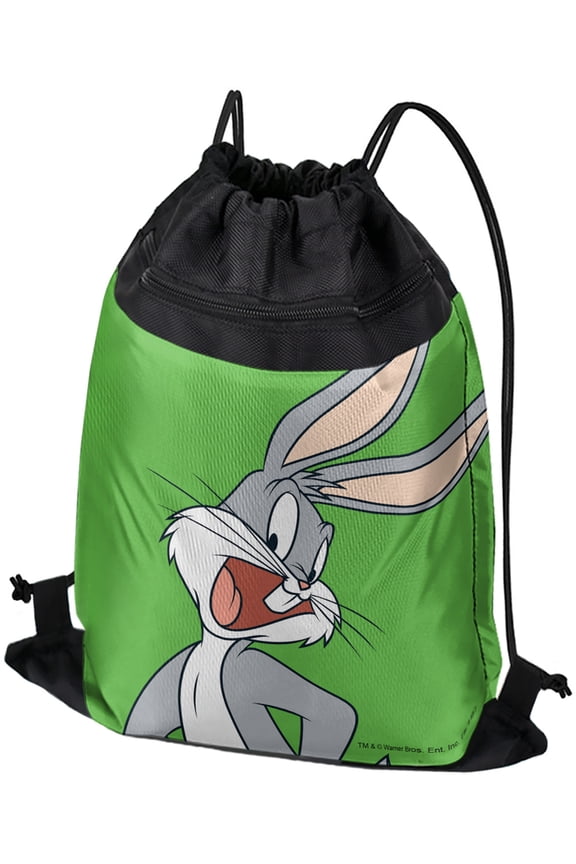 Looney Tunes Bugs Bunny Drawstring Backpack Sports Bag Sackpack 17" x 13", Perfect for Gym, Yoga or Practice