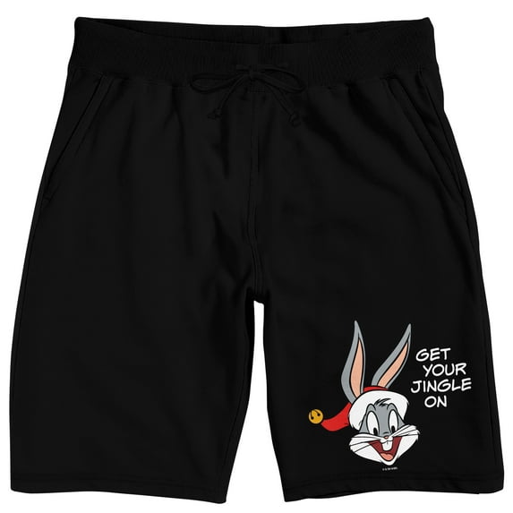 Looney Tunes Bugs Bunny Get Your Jingle On Men's Black Sleep Pajama Shorts-XL