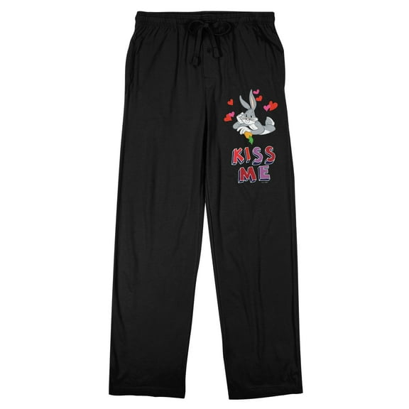Looney Tunes Bugs Bunny "Kiss Me" Men's Black Sleep Pajama Pants