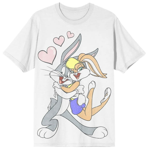 Looney Tunes Bugs Bunny & Lola Bunny White Graphic T-Shirt-Small