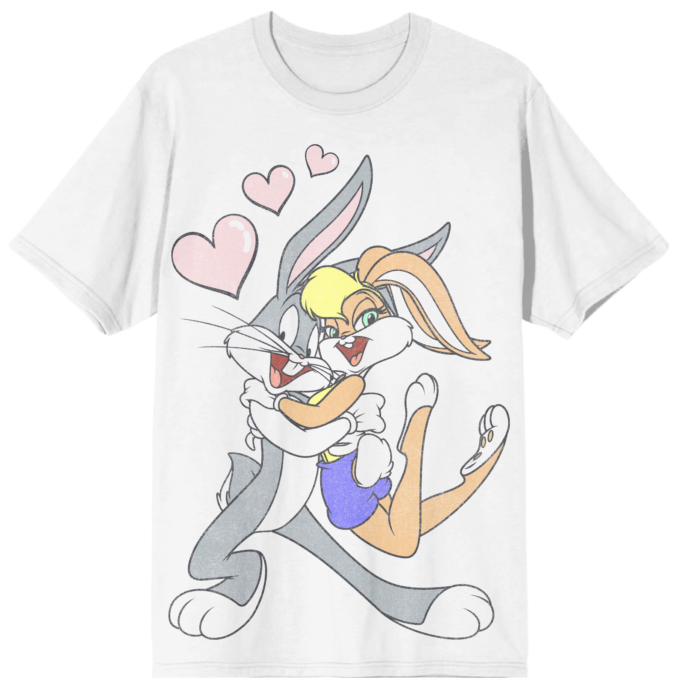 Looney Tunes Bugs Bunny & Lola Bunny White Graphic T-Shirt-XXL