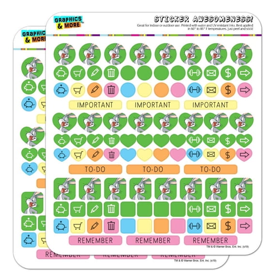 Looney Tunes Bugs Bunny Planner Calendar Scrapbooking Crafting Sticker Set