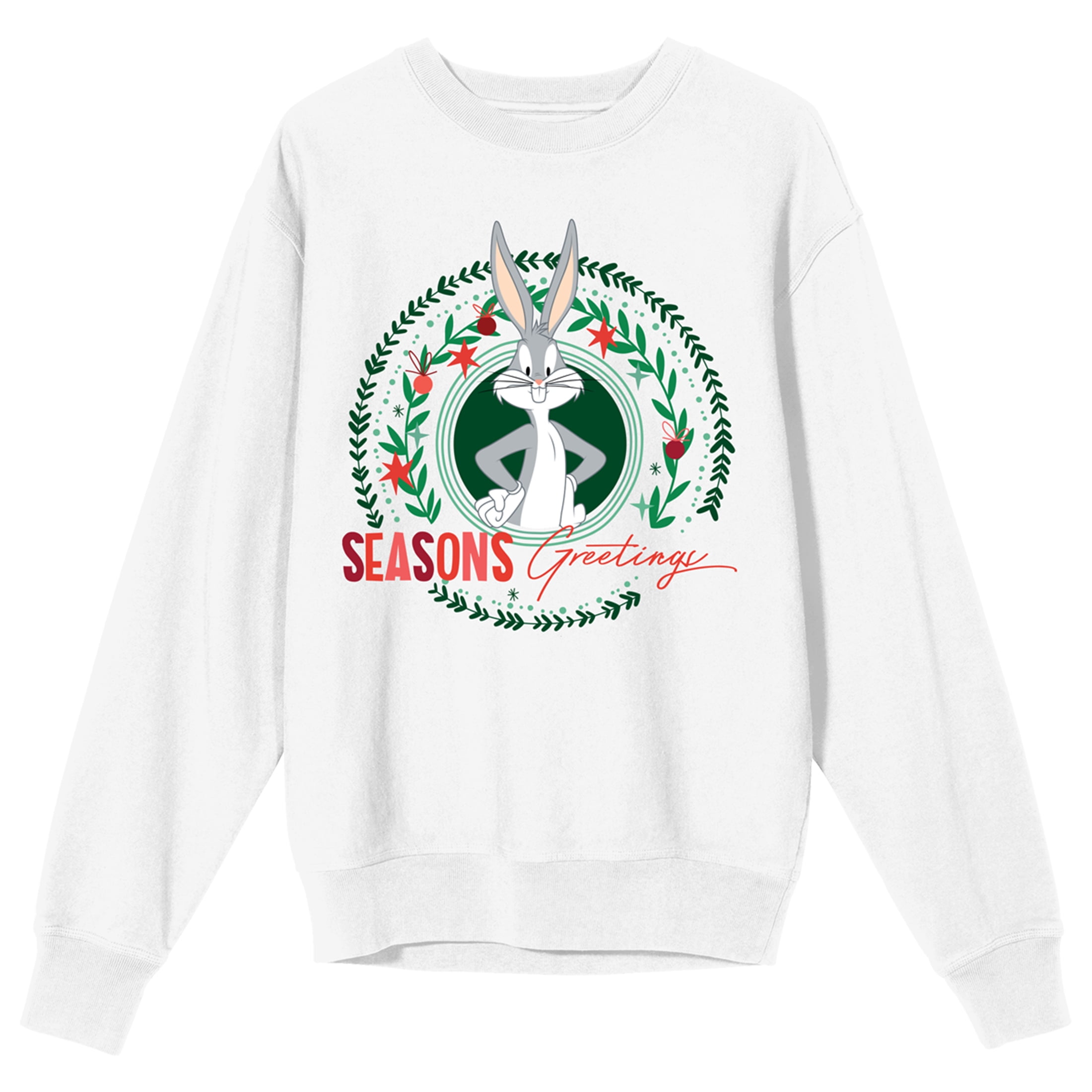 Floral Bunny Round Neck Long Sleeve Sweatshirt