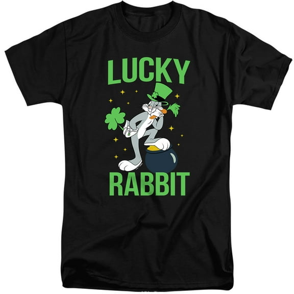 Looney Tunes Bugs Bunny St. Patrick's Lucky Rabbit Unisex Adult Tall T Shirt,Black, 3X-Large