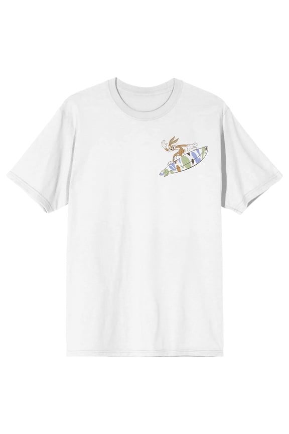 Looney Tunes Bugs Bunny Surf's Up Men's White Double-Sided Short Sleeve Tee -XS