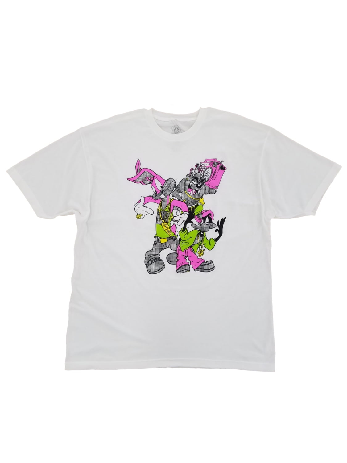 Looney Tunes Bugs Bunny Taz Daffy Duck Mens White 90's Remix Graphic T-Shirt  2XL